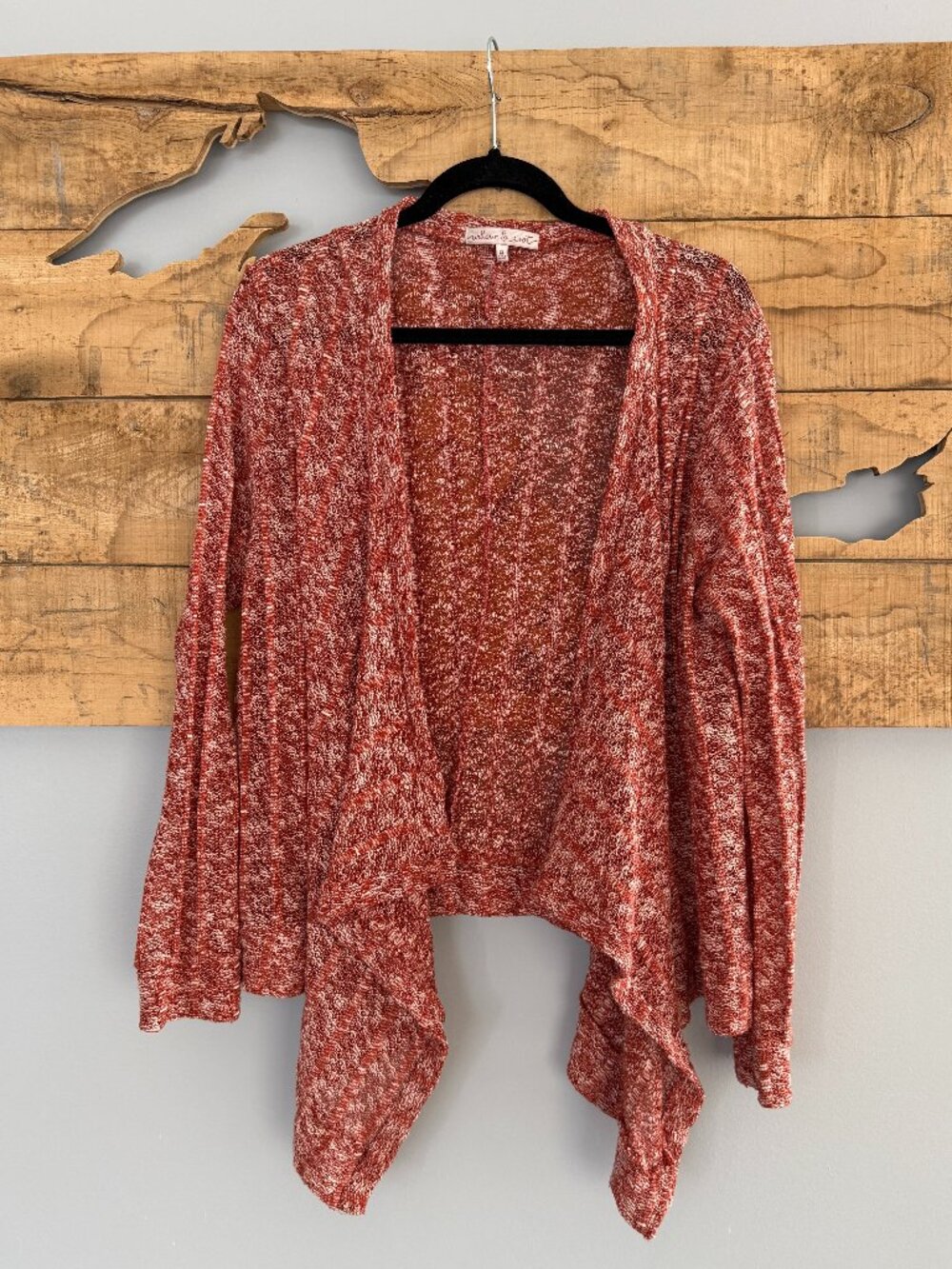 Willow & Root Marled Open Front Draped Cardigan | Size XL